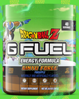 G FUEL energy, Ginyu force, Dragonball Z, tub, product front with cool green background