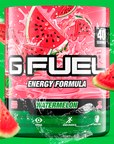 G FUEL Energy, Watermelon, tub, product front with matching background showing watermelon