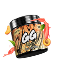 Gamersupps caffeine free, Peach Tea, tub,  product front with fruits