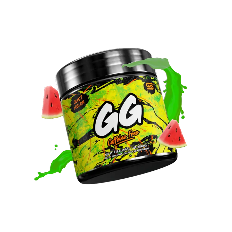 Gamersupps Caffeine free, Just Melon, tub,  product front with fruits