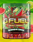 G FUEL Energy, Watermelon Limeade, tub, halloween limited edition, product front with matching background