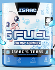 G FUEL energy, Isaac's tears, tub,  product front with matching background